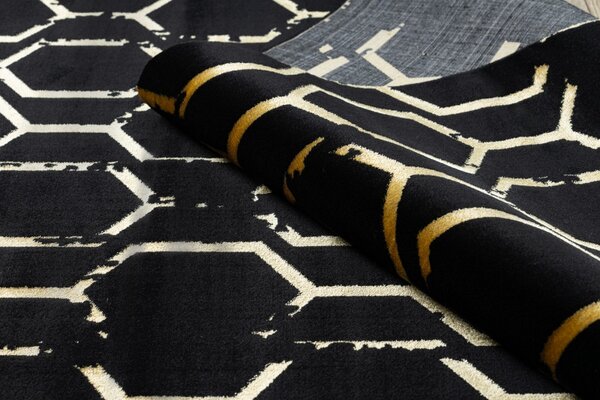 Dywany Łuszczów, Kusový koberec Gloss 407C 86 black/gold, 120x170, černá, chodba / předsíň