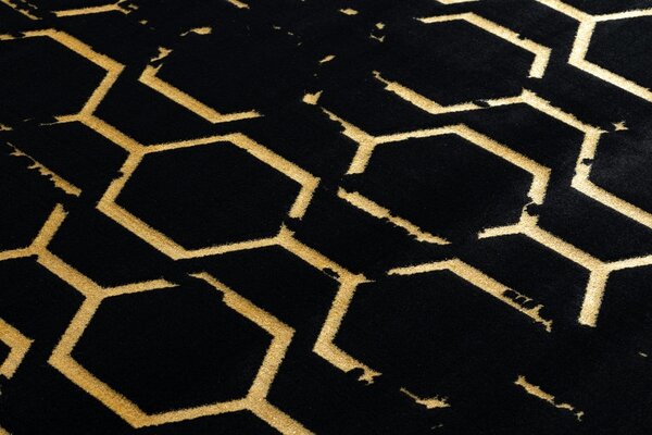 Dywany Łuszczów, Kusový koberec Gloss 407C 86 black/gold, 120x170, černá, chodba / předsíň