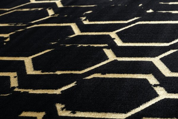 Dywany Łuszczów, Kusový koberec Gloss 407C 86 black/gold, 120x170, černá, chodba / předsíň
