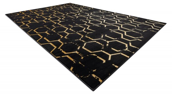Dywany Łuszczów, Kusový koberec Gloss 407C 86 black/gold, 120x170, černá, chodba / předsíň