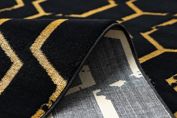 Dywany Łuszczów, Kusový koberec Gloss 407C 86 black/gold, 120x170, černá, chodba / předsíň
