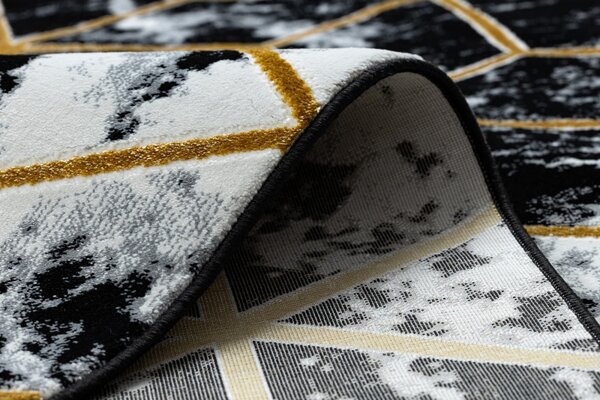 Dywany Łuszczów, Kusový koberec Gloss 409A 82 3D cubes black/gold/grey, 80x150, černobílá, kancelář
