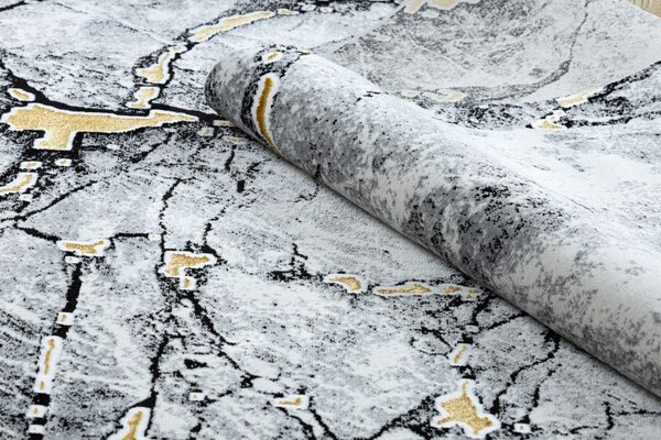 Dywany Łuszczów, Kusový koberec Gloss 528A 58 3D mramor ivory/black, 80x150, šedá, kancelář