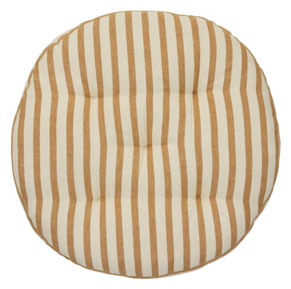 Kulatý sedák na židli Stripes Off white / Dark honey Ø 45 cm
