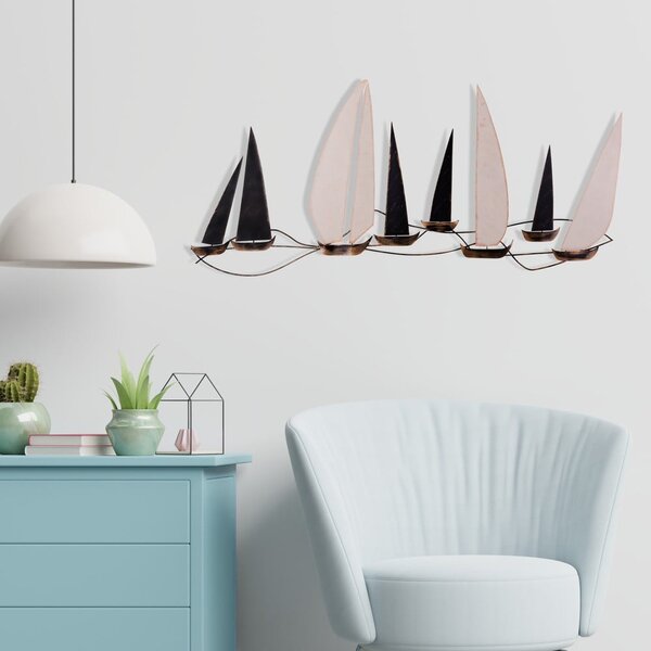 Kovová nástěnná dekorace 117x52 cm Ocean – Wallity