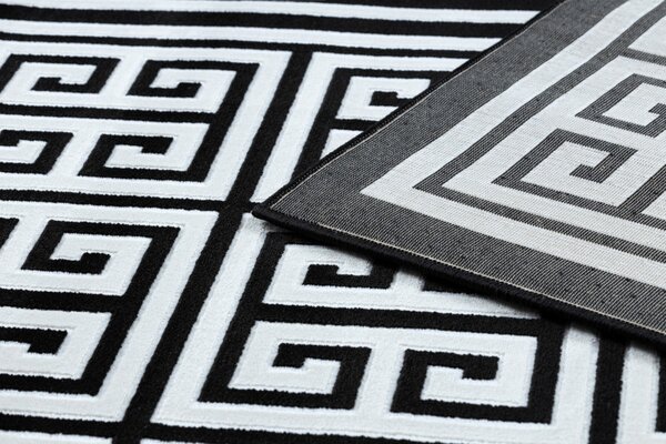 Dywany Łuszczów, Kusový koberec Gloss 6776 85 greek black/ivory, 140x190, černobílá, chodba / předsíň