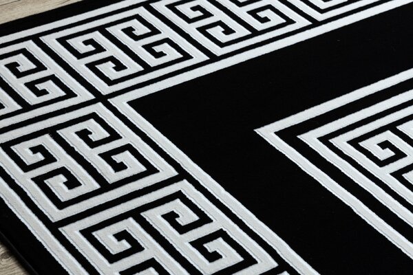 Dywany Łuszczów, Kusový koberec Gloss 6776 85 greek black/ivory, 140x190, černobílá, chodba / předsíň