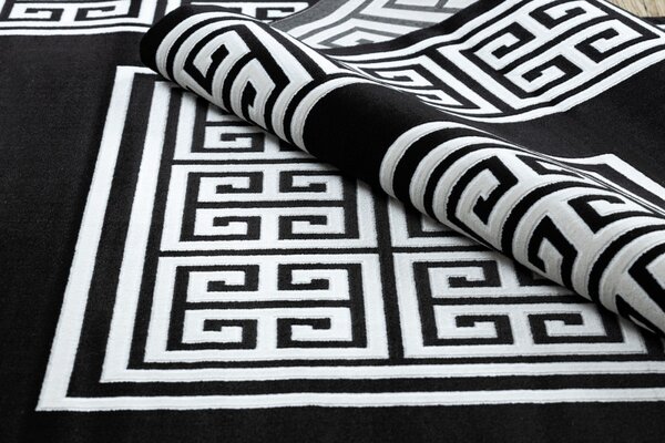 Dywany Łuszczów, Kusový koberec Gloss 6776 85 greek black/ivory, 140x190, černobílá, chodba / předsíň