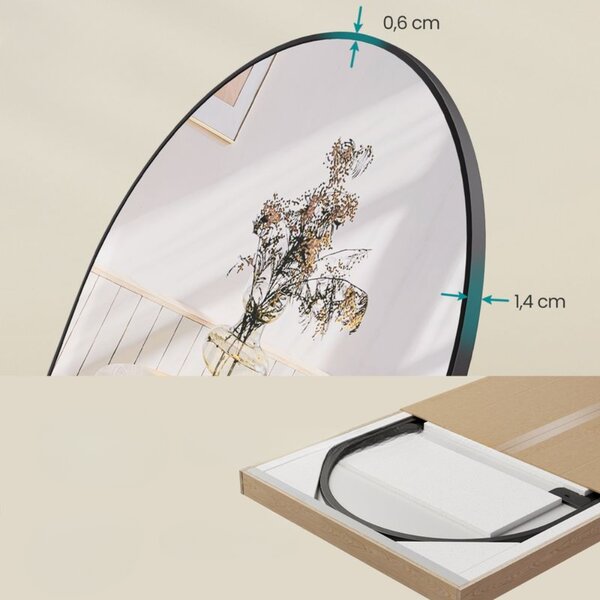 Zaoblené zrcadlo UMBRA, 160x50 cm, černá SongmicsHome