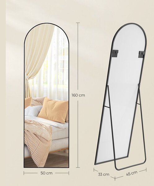 Zaoblené zrcadlo UMBRA, 160x50 cm, černá SongmicsHome