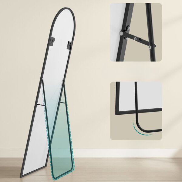 Zaoblené zrcadlo UMBRA, 160x50 cm, černá SongmicsHome