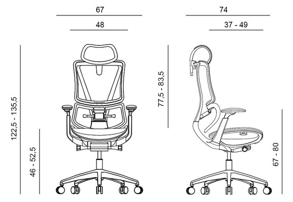 Kancelářská ergonomická židle KLEM — síťovina, tmavě šedá antracit