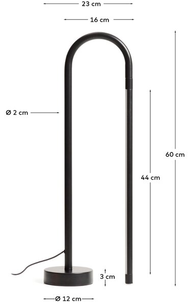 Kave Home Černá kovová stolní LED lampa Bow 60 cm
