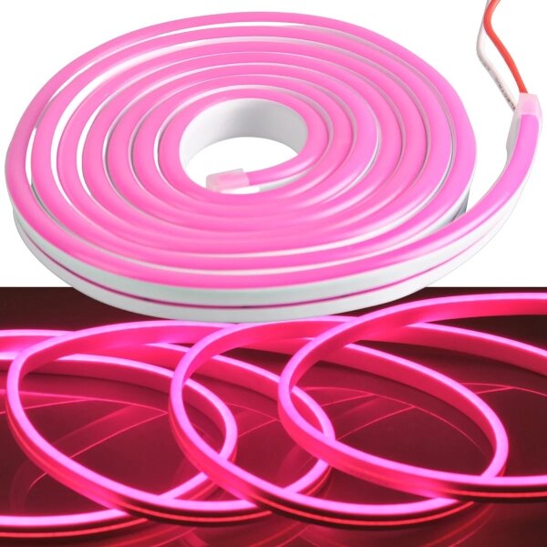 LED Pásek NEON 2 m LED/17W/12V IP65 růžová