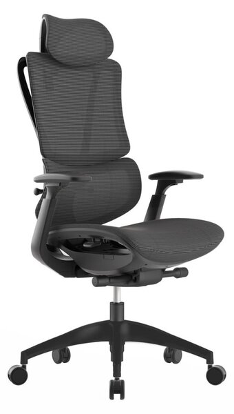 Kancelářská ergonomická židle KLEM — síťovina, tmavě šedá antracit