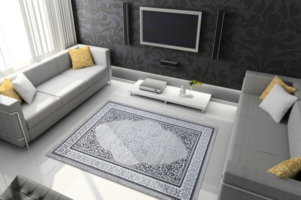 Dywany Łuszczów, AKCE: 80x150 cm Kusový koberec Gloss 8490 52 Ornament ivory/grey, šedá, chodba / předsíň