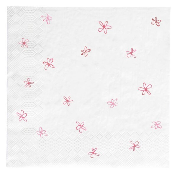 Papírové ubrousky White / Little flowers rose 20 ks