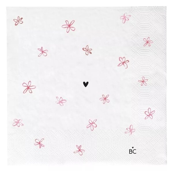 Papírové ubrousky White / Little flowers rose 20 ks