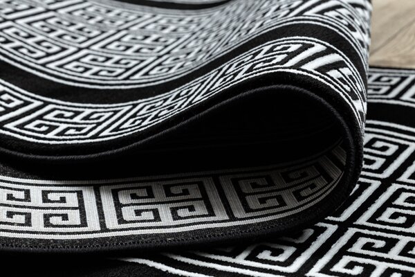 Dywany Łuszczów, Běhoun Gloss 6776 85 greek black/ivory, 70x200, černobílá, ložnice
