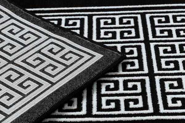Dywany Łuszczów, Běhoun Gloss 6776 85 greek black/ivory, 70x200, černobílá, ložnice