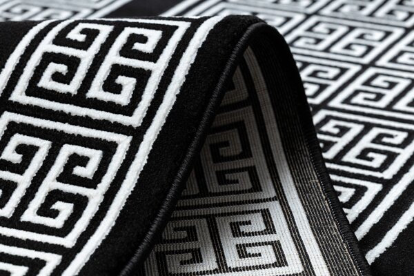 Dywany Łuszczów, Běhoun Gloss 6776 85 greek black/ivory, 70x200, černobílá, ložnice