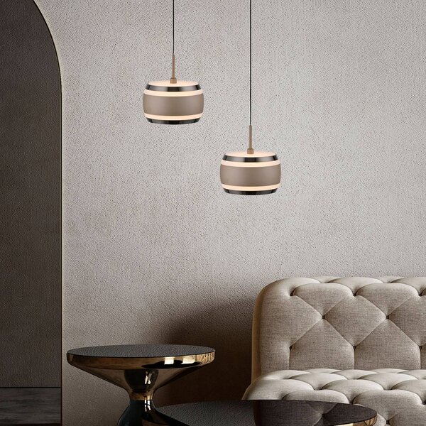 PURE LED závěsné světlo Falling Rings, bronzová Ø 13 cm,, stmívatelný, Bronz / starožitná mosaz, Obývací pokoj / jídelna, kov, Moderní