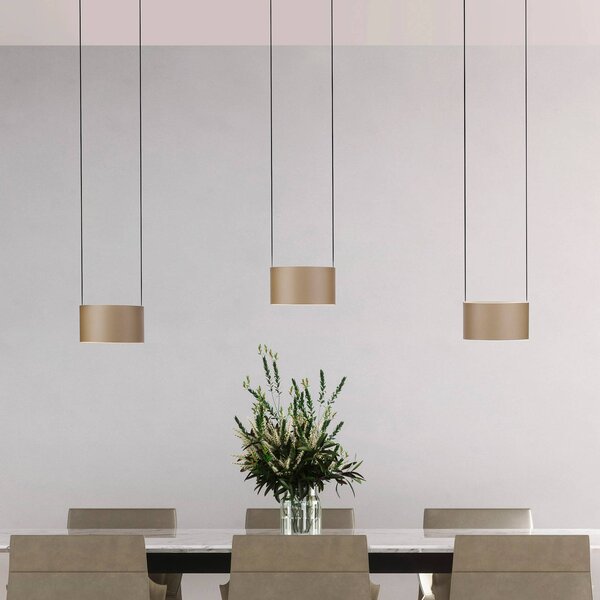 PURE LED závěsné světlo Clipse, bronzová, délka 110 cm, CTT, 6 svítidel, stmívatelný, Bronz / starožitná mosaz, Obývací pokoj / jídelna, kov, Moderní