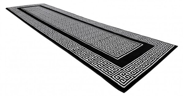 Dywany Łuszczów, Běhoun Gloss 6776 85 greek black/ivory, 70x200, černobílá, ložnice