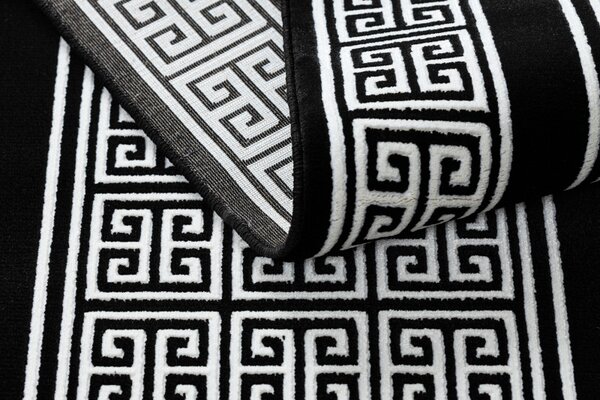 Dywany Łuszczów, Běhoun Gloss 6776 85 greek black/ivory, 70x200, černobílá, ložnice