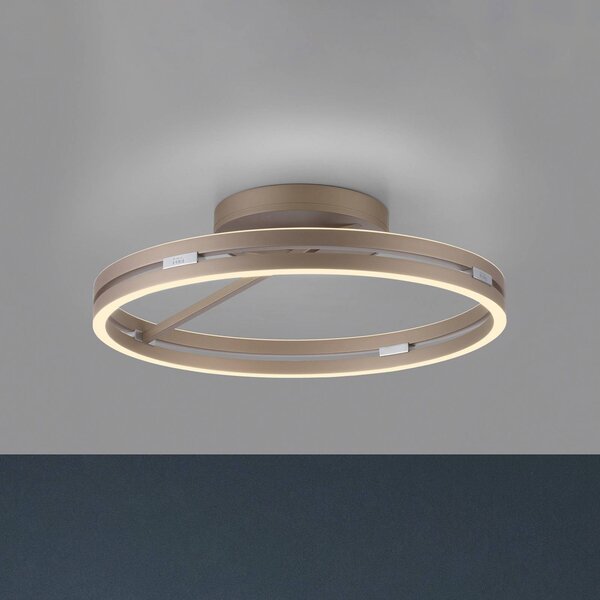 PURE LED stropní svítidlo Loop bronzová barva, kov Ø 60 cm, stmívatelný, Bronz / starožitná mosaz, Obývací pokoj / jídelna, Hliník, Moderní, Stropní svítidlo