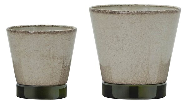 Kovový obal na květináč Beige / Green – set 2 ks