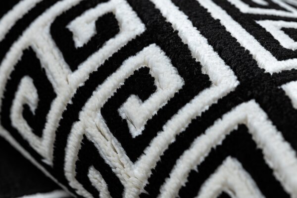 Dywany Łuszczów, Běhoun Gloss 6776 85 greek black/ivory, 70x200, černobílá, ložnice