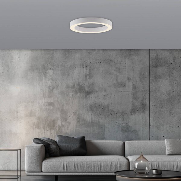 PURE LED stropní svítidlo Lines, Ø 35 cm, bílé,, stmívatelný, Bílá / opál, Obývací pokoj / jídelna, Hliník, Moderní