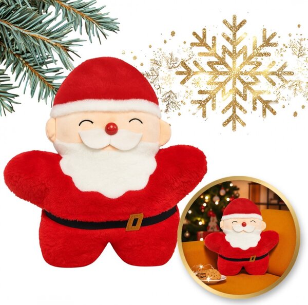 Sametový dekorační polštář SANTA CLAUS, červený