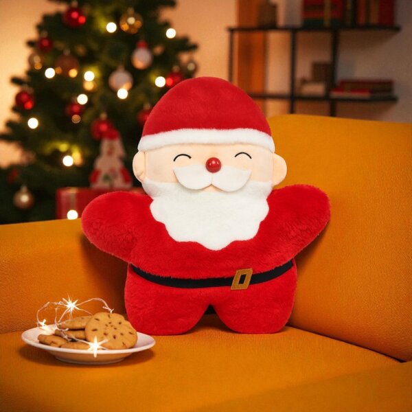 Sametový dekorační polštář SANTA CLAUS, červený