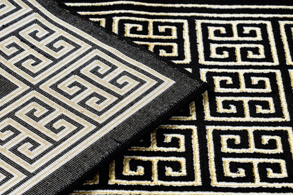 Dywany Łuszczów, Běhoun Gloss 6776 86 greek black/gold, 60x300, žlutá, kancelář