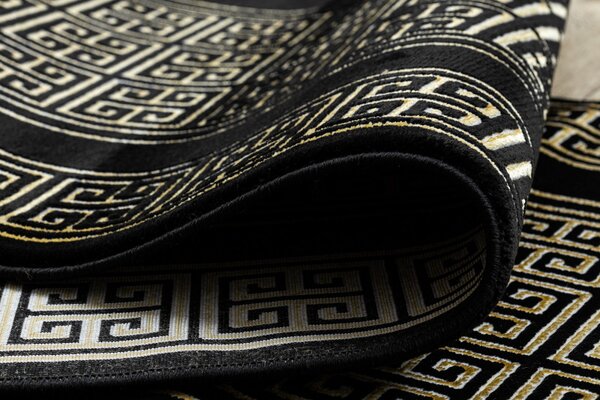 Dywany Łuszczów, Běhoun Gloss 6776 86 greek black/gold, 60x300, žlutá, kancelář