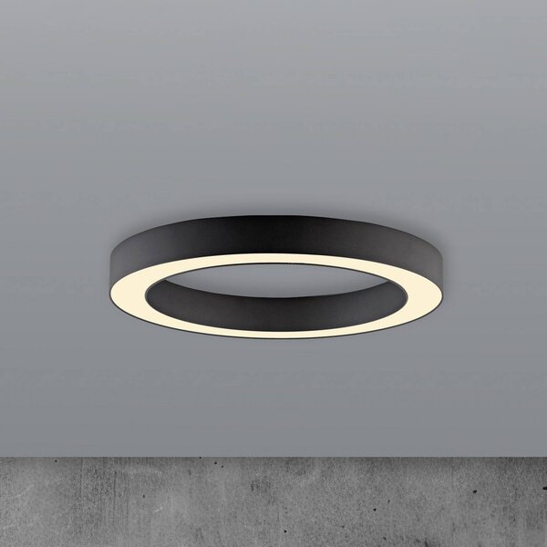 PURE LED stropní svítidlo Lines, Ø 35 cm, grafitová barva, dálkové ovládání, stmívatelný, Černá, Obývací pokoj / jídelna, Hliník, Moderní