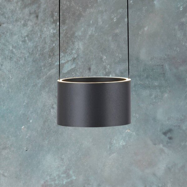 PURE závěsné světlo Clipse, šedé, Ø 20 cm stmívač 2-flg, stmívatelný, Hliník / šedá / zinek, Obývací pokoj / jídelna, kov, Moderní