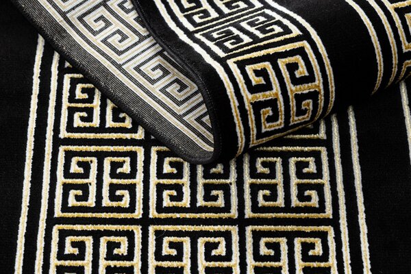 Dywany Łuszczów, Běhoun Gloss 6776 86 greek black/gold, 60x300, žlutá, kancelář