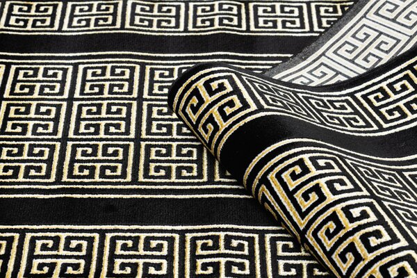 Dywany Łuszczów, Běhoun Gloss 6776 86 greek black/gold, 60x300, žlutá, kancelář