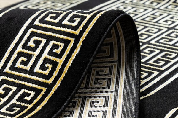 Dywany Łuszczów, Běhoun Gloss 6776 86 greek black/gold, 60x300, žlutá, kancelář