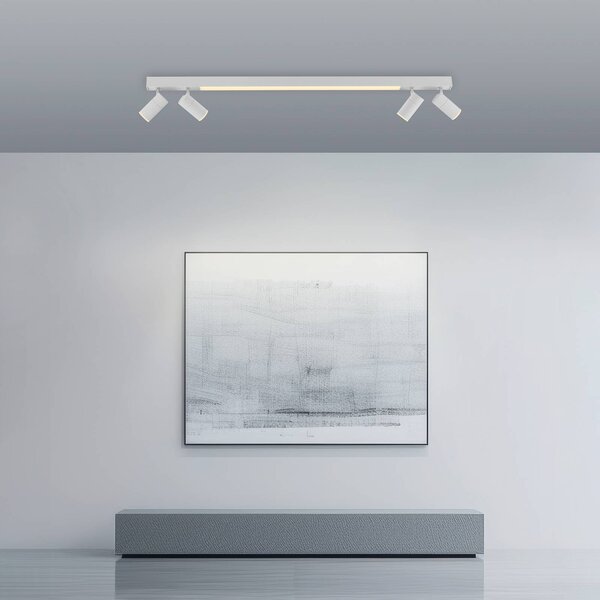 PURE LED stropní svítidlo Lines, 120 cm, bílé, dálkové ovládání, stmívatelný, Bílá / opál, Obývací pokoj / jídelna, kov, Moderní