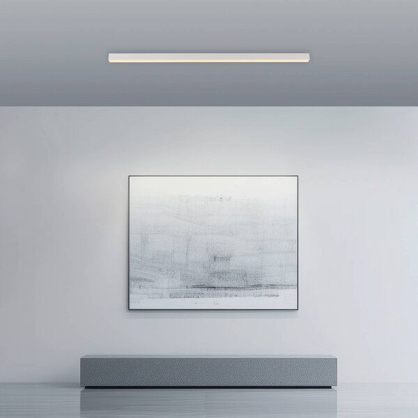 PURE LED stropní svítidlo Lines, bílé, 110 cm, dálkové ovládání, stmívatelný, Bílá / opál, Obývací pokoj / jídelna, Hliník, Moderní