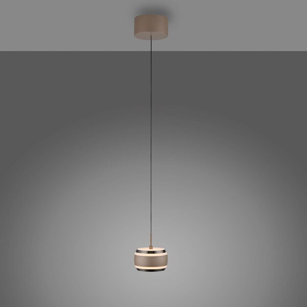 PURE LED závěsné světlo Falling Rings, bronzová Ø 13 cm,, stmívatelný, Bronz / starožitná mosaz, Obývací pokoj / jídelna, kov, Moderní