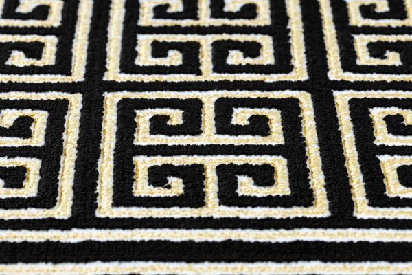 Dywany Łuszczów, Běhoun Gloss 6776 86 greek black/gold, 60x300, žlutá, kancelář