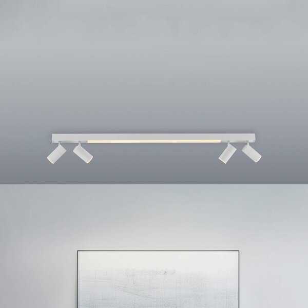 PURE LED stropní svítidlo Lines, 120 cm, bílé, dálkové ovládání, stmívatelný, Bílá / opál, Obývací pokoj / jídelna, kov, Moderní