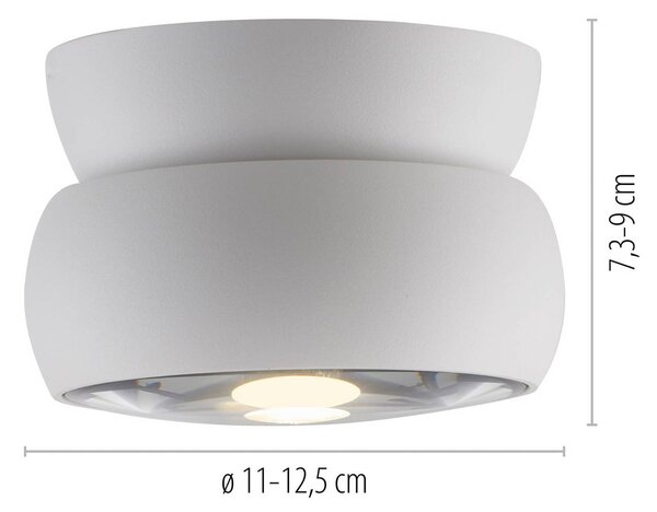 PURE LED stropní bodové osvětlení Move, bílé, Ø 12 cm, kov/sklo, stmívatelný, Bílá / opál, Obývací pokoj / jídelna, kov, Moderní