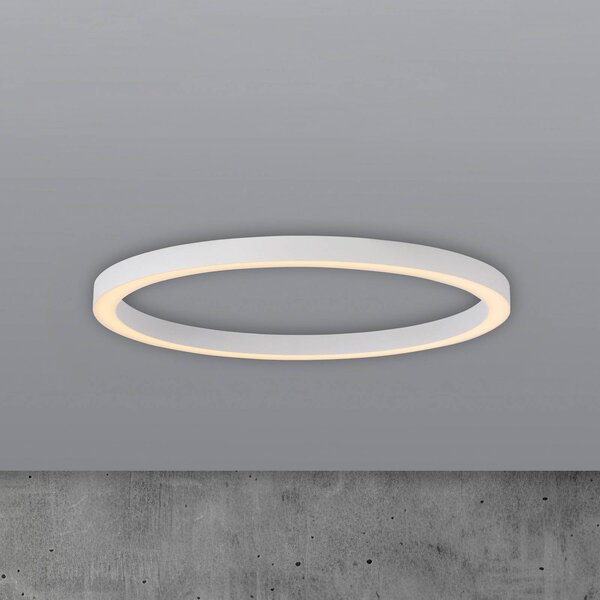 PURE LED stropní svítidlo Lines, Ø 70 cm, bílé, dálkové ovládání, stmívatelný, Bílá / opál, Obývací pokoj / jídelna, Hliník, Moderní