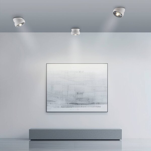 PURE LED stropní bodové osvětlení Move, bílé, Ø 12 cm, kov/sklo, stmívatelný, Bílá / opál, Obývací pokoj / jídelna, kov, Moderní